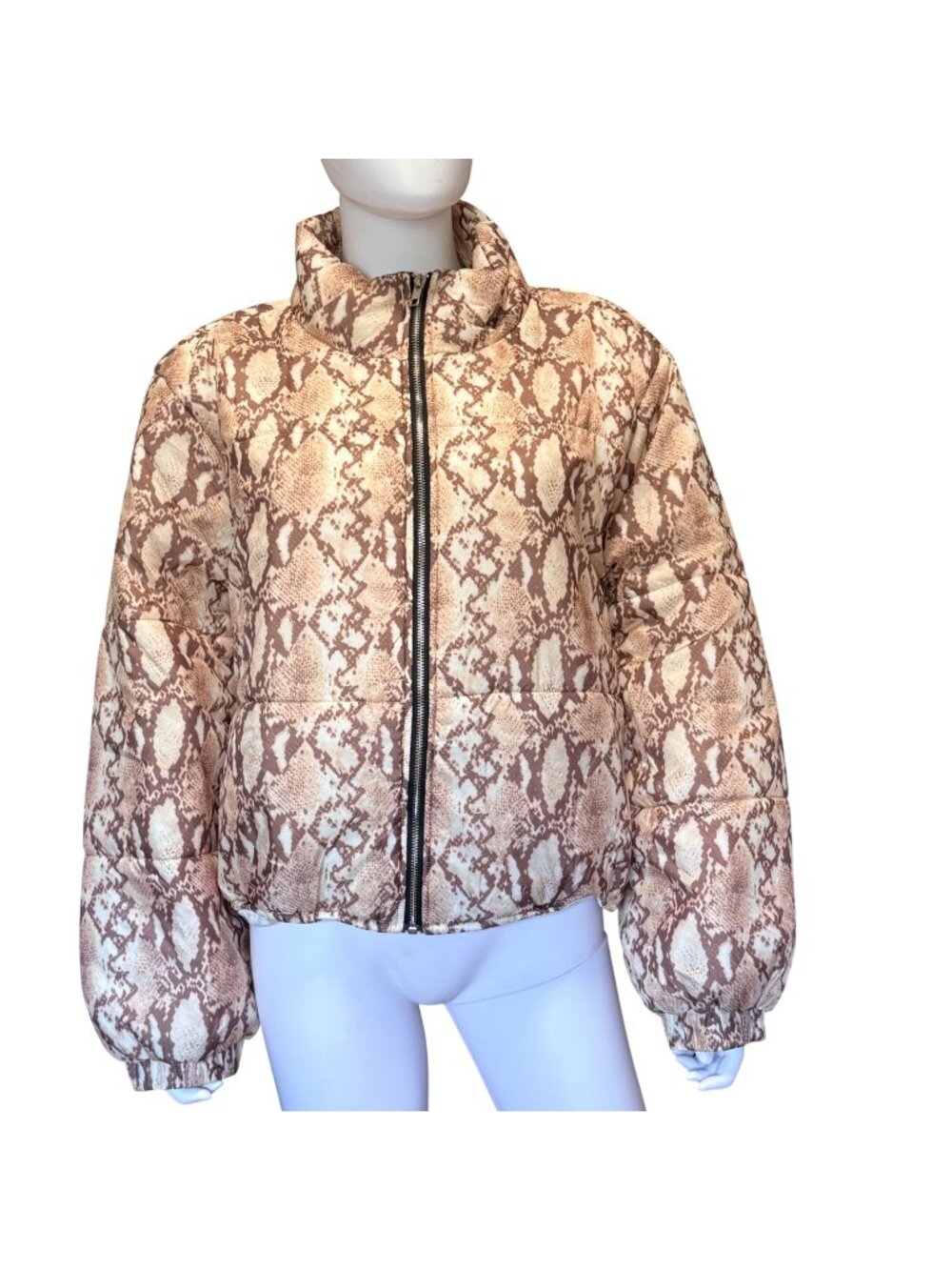EillyBazar Womens Puffer Jacket Snakeskin Print 4XL Warm Polyester Lightweight